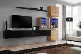 Regal za dnevni boravak Switch XIX 310 cm LED - crna/wotan