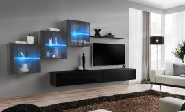 Regal za dnevni boravak Switch XX 310 cm LED - graphite/crna
