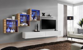 Regal za dnevni boravak Switch XX 310 cm LED - wotan/bijela