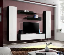 Regal za dnevni boravak FLY A1 260 cm - crna/bijela