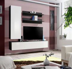 Regal za dnevni boravak FLY H1 160 cm - crna/bijela
