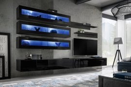 Regal za dnevni boravak FLY J2 320 cm LED - crna