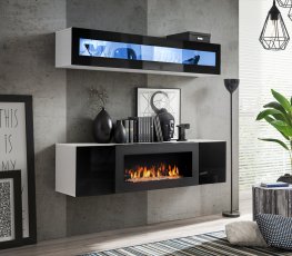 Regal za dnevni boravak FLY N2 160 cm LED - bijela/crna