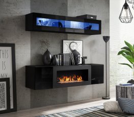 Regal za dnevni boravak FLY N2 160 cm LED - crna
