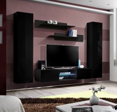 Regal za dnevni boravak FLY O1 260 cm LED - crna 
