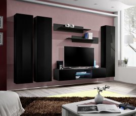 Regal za dnevni boravak FLY P1 310 cm LED - crna