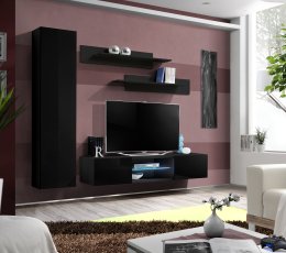 Regal za dnevni boravak FLY R1 210 cm LED - crna