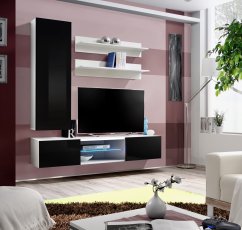 Regal za dnevni boravak FLY S1 160 cm LED - bijela/crna