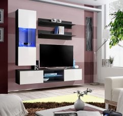 Regal za dnevni boravak FLY S3 160 cm LED - crna/bijela
