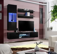 Regal za dnevni boravak FLY S3 160 cm LED - crna