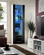Vitrina Neo I LED - bijela/crna