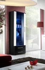 Vitrina Neo I LED - crni sjaj/crni sjaj/bijela
