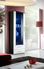 Vitrina Neo I LED - crna/bijeli sjaj