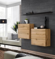 Regal za dnevni boravak Switch SB I - wotan hrast/crna
