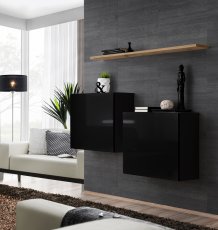 Regal za dnevni boravak Switch SB I - crna/wotan hrast