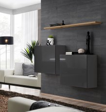 Regal za dnevni boravak Switch SB I - graphite/wotan hrast