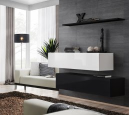 Regal za dnevni boravak Switch SB II - bijela/crna