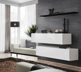 Regal za dnevni boravak Switch SB II - bijela/bijela/crna
