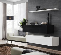 Regal za dnevni boravak Switch SB II - crna/bijela