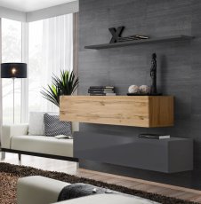 Regal za dnevni boravak Switch SB II - wotan hrast/graphite