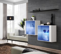 Regal za dnevni boravak Switch SB III LED - bijela/crna