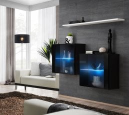 Regal za dnevni boravak Switch SB III LED - crna/bijela