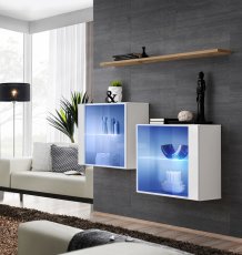 Regal za dnevni boravak Switch SB III LED - bijela/wotan hrast