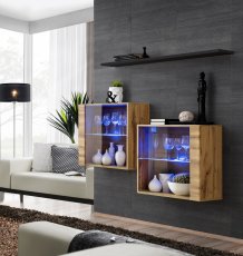 Regal za dnevni boravak Switch SB III LED - wotan hrast/crna