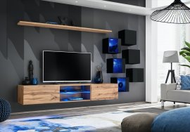 Regal za dnevni boravak Switch XXI LED - wotan hrast/crna