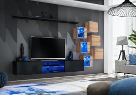 Regal za dnevni boravak Switch XXI LED - crna/wotan hrast