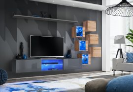 Regal za dnevni boravak Switch XXI LED - graphite/wotan hrast