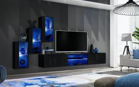 Regal za dnevni boravak Switch XXII 240 cm LED - crna