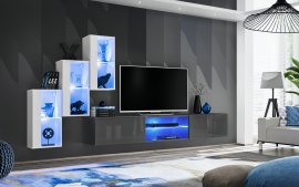 Regal za dnevni boravak Switch XXII 240 cm LED - bijela/graphite