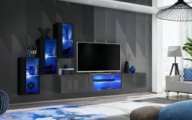 Regal za dnevni boravak Switch XXII 240 cm LED - crna/graphite