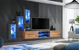 Regal za dnevni boravak Switch XXII 240 cm LED - graphite/wotan hrast