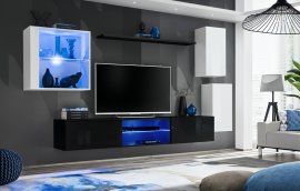 Regal za dnevni boravak Switch XXIII 250 cm LED - bijela/crna