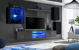 Regal za dnevni boravak Switch XXIII 250 cm LED - crna/graphite