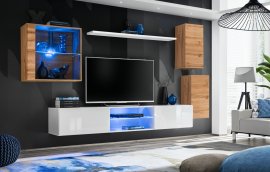 Regal za dnevni boravak Switch XXIII 250 cm LED - wotan hrast/bijela