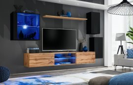 Regal za dnevni boravak Switch XXIII 250 cm LED - crna/wotan hrast