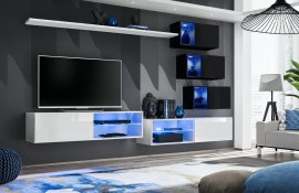 Regal za dnevni boravak Switch XXIV 260 cm LED - bijela/crna