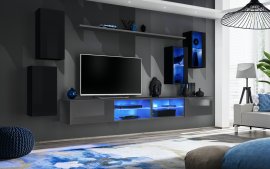 Regal za dnevni boravak Switch XXV 280 cm LED - crna/graphite