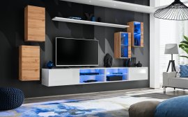 Regal za dnevni boravak Switch XXV 280 cm LED - wotan hrast/bijela