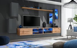 Regal za dnevni boravak Switch XXV 280 cm LED - graphite/wotan hrast