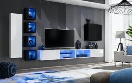 Regal za dnevni boravak Switch XXVI 320 cm LED - bijela/crna