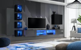 Regal za dnevni boravak Switch XXVI 320 cm LED - graphite/crna