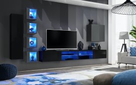 Regal za dnevni boravak Switch XXVI 320 cm LED - crna/graphite