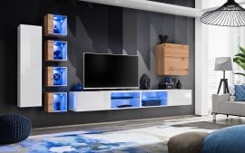 Regal za dnevni boravak Switch XXVI 320 cm LED - bijela/wotan hrast