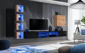 Regal za dnevni boravak Switch XXVI 320 cm LED - crna/wotan hrast