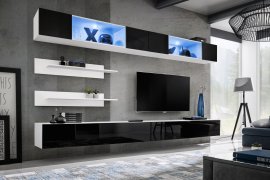 Regal za dnevni boravak FLY I3 320 cm LED - bijela/crna