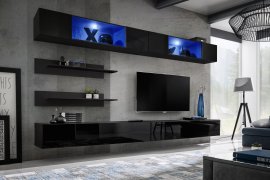 Regal za dnevni boravak FLY I3 320 cm LED - crna